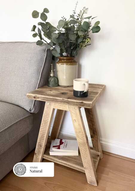 Rustic Side Table Handmade From Reclaimed Wood - Farmhouse Bedside Console - Arlott - image 1