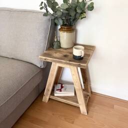 Rustic Side Table Handmade From Reclaimed Wood - Farmhouse Bedside Console - Arlott - thumbnail 3