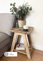Rustic Side Table Handmade From Reclaimed Wood - Farmhouse Bedside Console - Arlott - thumbnail 1