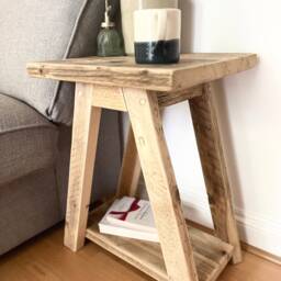Rustic Side Table Handmade From Reclaimed Wood - Farmhouse Bedside Console - Arlott - thumbnail 2