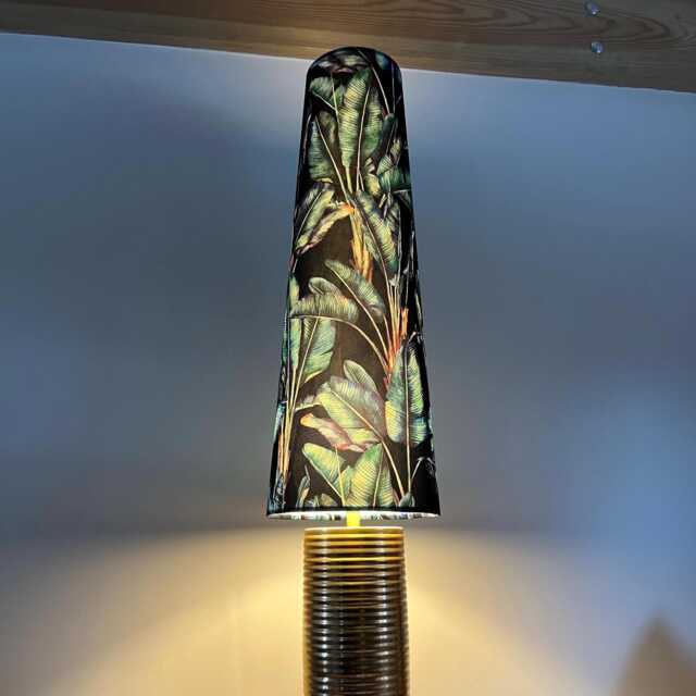 Leaves Velvet Cone Lampshade, Extra Tall Lampshade in Black - image 1