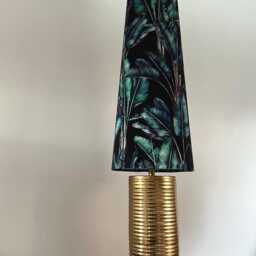 Leaves Velvet Cone Lampshade, Extra Tall Lampshade in Black - thumbnail 2