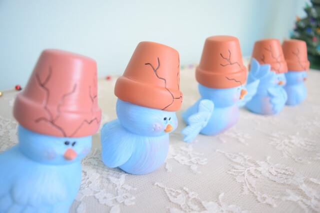 Whimsical Blue Ceramic Garden Birds With Flower Pots - Outdoor Decor, Stocking Stuffers, Miniature Art - image 1