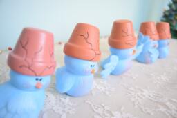 Whimsical Blue Ceramic Garden Birds With Flower Pots - Outdoor Decor, Stocking Stuffers, Miniature Art - thumbnail 1