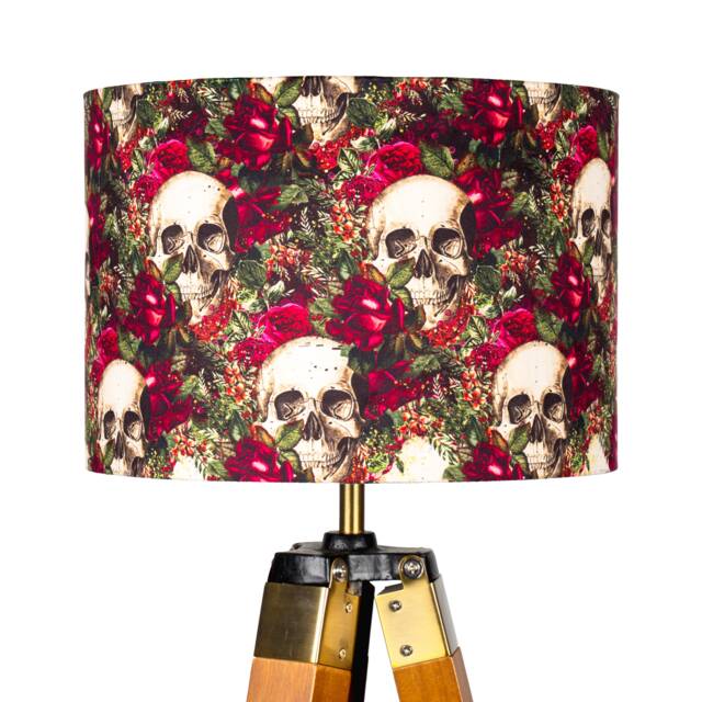 Lampshade Black Red Roses Velvet - Skulls Halloween Witch Gothic Handmade Drum Lamp Shade 25cm 30cm 35cm 40cm 45cm Table Ceiling Lamp - image 1