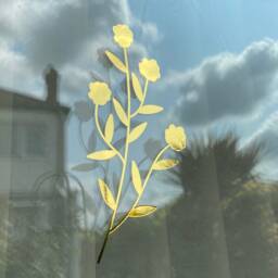Set Of 3 Chrome Gold Flowers Window Stickers, Foil Decorative Decal Glass Awareness Visibility Stickers - thumbnail 2