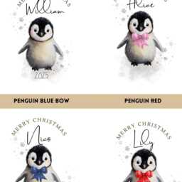 Penguin Christmas Cushion - Personalized For Kids & Home Decor Cute Winter Gift Festive Throw Pillow Cover - thumbnail 2