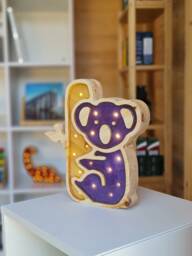 Koala Night Light - Wooden Led Animal Lamp For Nursery Cute Kids Room Decor Baby Shower Gift - thumbnail 1