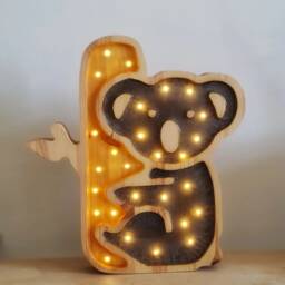 Koala Night Light - Wooden Led Animal Lamp For Nursery Cute Kids Room Decor Baby Shower Gift - thumbnail 3