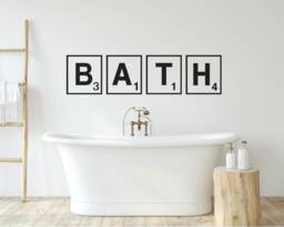Bath Scrabble Tiles Wall Sticker, Bathroom Decor, Art, Bath Decal, Sticker - thumbnail 1