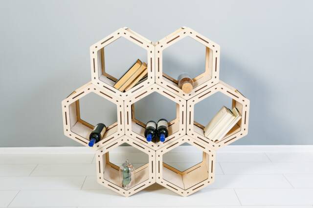Honeycomb Hexagon Shelves, Loft Shelf, Geometric Shelves, Custom Bookcase, Housewarming Gift, Modular Shelving, Shelves - image 1