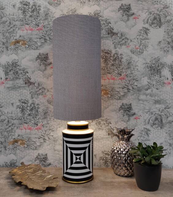 Extra Tall Drum Lampshade in Grey Linen, 50cm Height - image 1