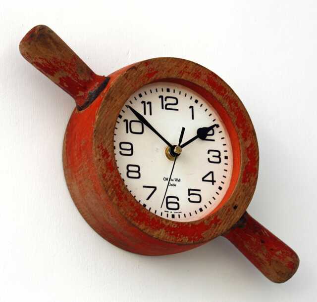 Wooden Wall Clock - New 28cm Handmade Upcycled Rustic Distressed Unique Gift Off The Clocks - image 1