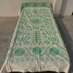 Boho Cotton Suzani Quilt - Handcrafted Embroidery, Artisan Textile, Reversible Bedspread Or Sofa Throw - thumbnail 2