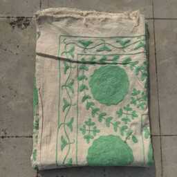 Boho Cotton Suzani Quilt - Handcrafted Embroidery, Artisan Textile, Reversible Bedspread Or Sofa Throw - thumbnail 4