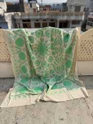 Boho Cotton Suzani Quilt - Handcrafted Embroidery, Artisan Textile, Reversible Bedspread Or Sofa Throw - thumbnail 1