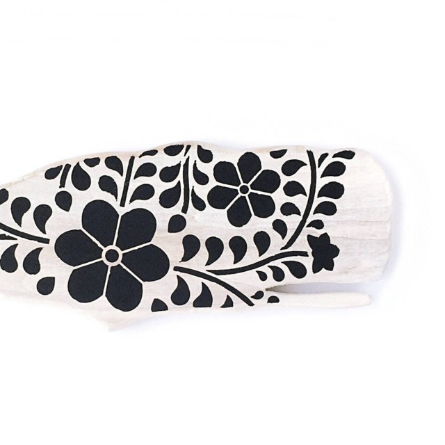 Wooden Whale Black Floral Wall Decor, Whitewashed, Wood Silhouette, Minimal Scandinavian Wall Art, Folk, Boho, Nautical, Gift - image 1