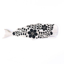 Wooden Whale Black Floral Wall Decor, Whitewashed, Wood Silhouette, Minimal Scandinavian Wall Art, Folk, Boho, Nautical, Gift - thumbnail 2