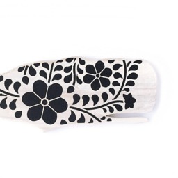 Wooden Whale Black Floral Wall Decor, Whitewashed, Wood Silhouette, Minimal Scandinavian Wall Art, Folk, Boho, Nautical, Gift - thumbnail 1