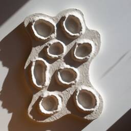 Wabi Sabi Wall Art - Plaster Texture Painting Japandi 3D Sculpture Modern Abstract Relief in Organic Shape Artwork - thumbnail 1