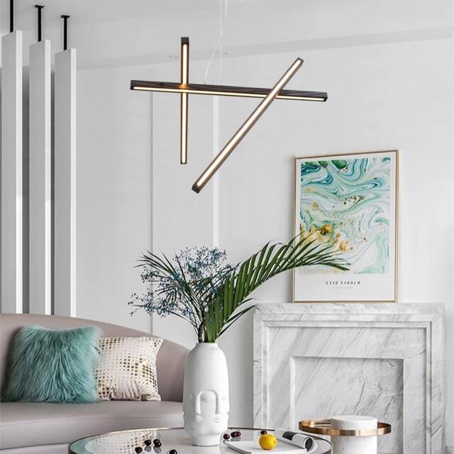 Sculptural Wood Chandelier, Led Loft Pendant, Minimalist Ceiling Light, Modern Kitchen Fixture, Nebula - image 1