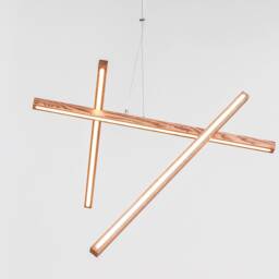 Sculptural Wood Chandelier, Led Loft Pendant, Minimalist Ceiling Light, Modern Kitchen Fixture, Nebula - thumbnail 3