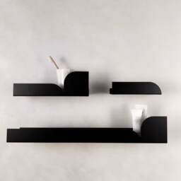 Black Metal Wall Shelf Bauhaus I Wall Mounted Shelves For Bathroom, Home Office Shaving More Colors - thumbnail 2