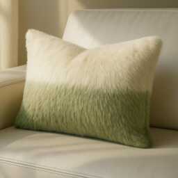 Rabbit Fur Cushion Cover Green White 30x50 Ombre Luxury Soft Throw Pillow Rectangular Modern Home Decor Sofa Accent - thumbnail 2