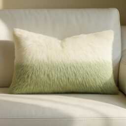 Rabbit Fur Cushion Cover Green White 30x50 Ombre Luxury Soft Throw Pillow Rectangular Modern Home Decor Sofa Accent - thumbnail 1