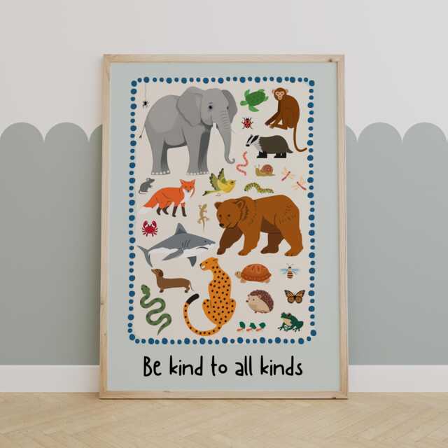 Be Kind To All Kinds - Children's Prints Home Decor Unframed Print - image 1