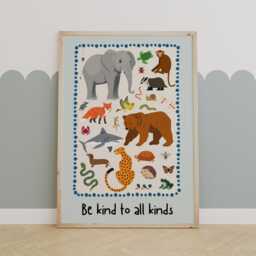 Be Kind To All Kinds - Children's Prints Home Decor Unframed Print - thumbnail 1