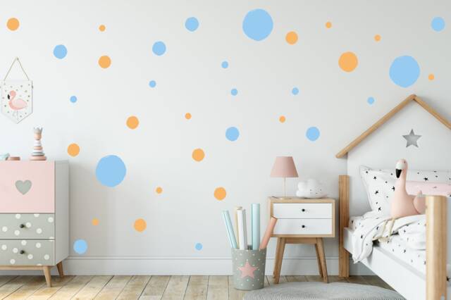 Blue & Orange Polka Dot Wall Stickers Boho Nursery Decor - image 1