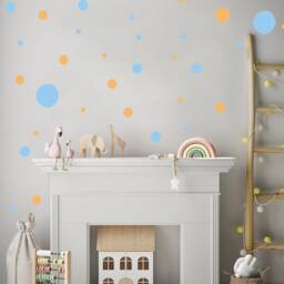 Blue & Orange Polka Dot Wall Stickers Boho Nursery Decor - thumbnail 3