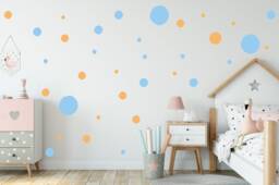 Blue & Orange Polka Dot Wall Stickers Boho Nursery Decor - thumbnail 1