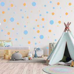 Blue & Orange Polka Dot Wall Stickers Boho Nursery Decor - thumbnail 2