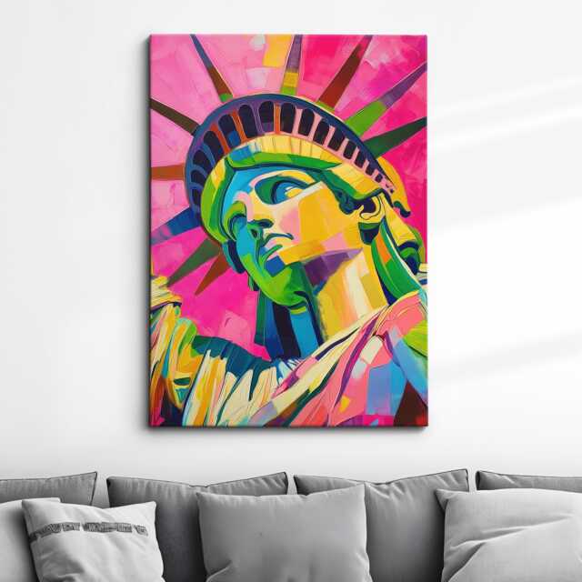 statue Of Liberty New York City Usa Abstract Modern Oil Painting Wall Art Framed Canvas Poster Print Home Living Room Decor Gifts - image 1