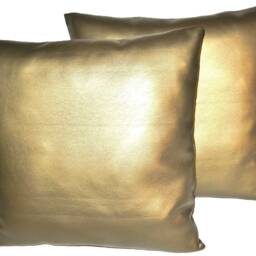 "2 Gold Faux Leather Classic Cushion Covers 16"" 18"" 20" - thumbnail 2
