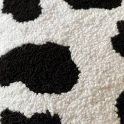 Hand Tufted Cow Print Punch Needle Pillow Covers, Black & White Embroidered Cushion Case, Jungle Home Decor Embroidery Rug - thumbnail 3