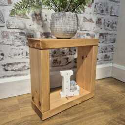 14.5cm Narrow Rustic Solid Wood Cube, Sofa End Side Table - thumbnail 3