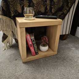 14.5cm Narrow Rustic Solid Wood Cube, Sofa End Side Table - thumbnail 2
