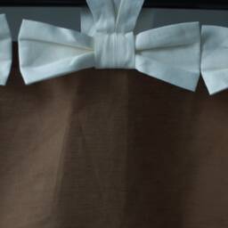 Linen Cafe Curtain With White Bows, Farmhouse Style - thumbnail 3