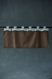Linen Cafe Curtain With White Bows, Farmhouse Style - thumbnail 1