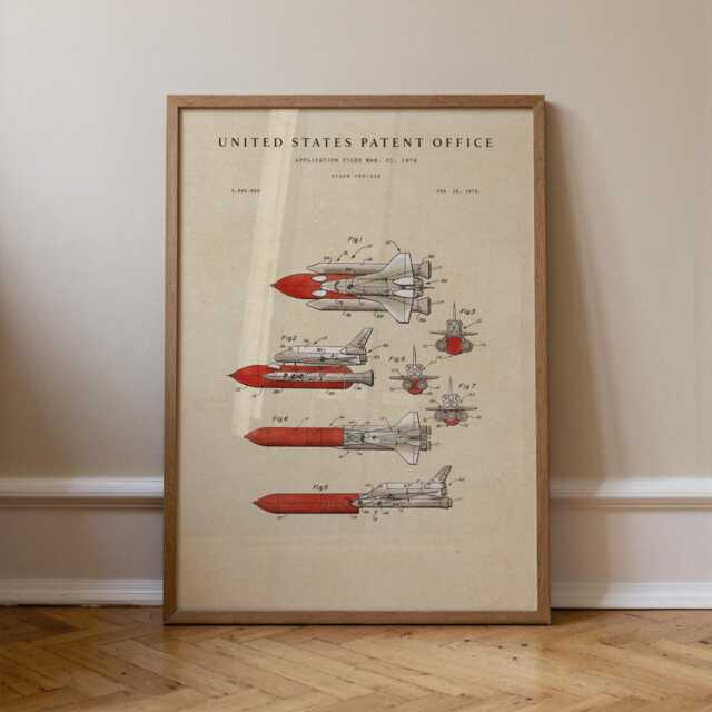 Rocket Ship Patent Print Vintage Space Wall Art - image 1