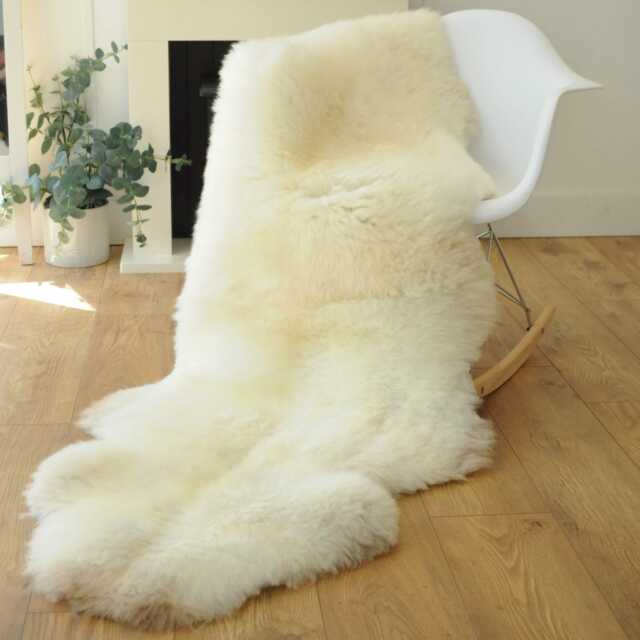 "100% British Rare Breed Double Sheepskin Rug in Undyed ""Buttermilk Cloud" - image 1