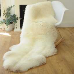 "100% British Rare Breed Double Sheepskin Rug in Undyed ""Buttermilk Cloud"