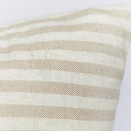 Beige Striped Lumbar Pillow Cover Farmhouse Cushion - 50x30cm - thumbnail 2
