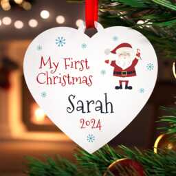 Personalised Baby First Christmas Decoration - Babys Xmas Ornament Baby's 1st My With Red Bag - thumbnail 1