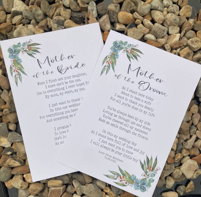 Personalised Mother Of Bride/Groom Poem Print - Wedding Thank You Gift - image 1