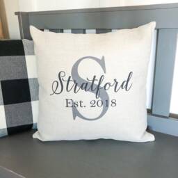 Personalized Last Name Linen Pillow Cover Farmhouse Decor - thumbnail 3