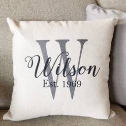 Personalized Last Name Linen Pillow Cover Farmhouse Decor - thumbnail 2
